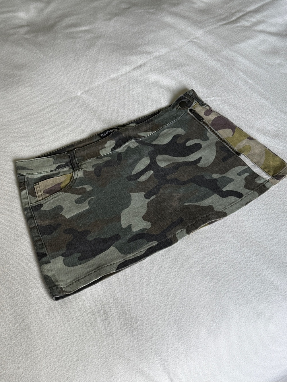 Fashion Nova Camo Mini Skirt - Olive & Khaki
